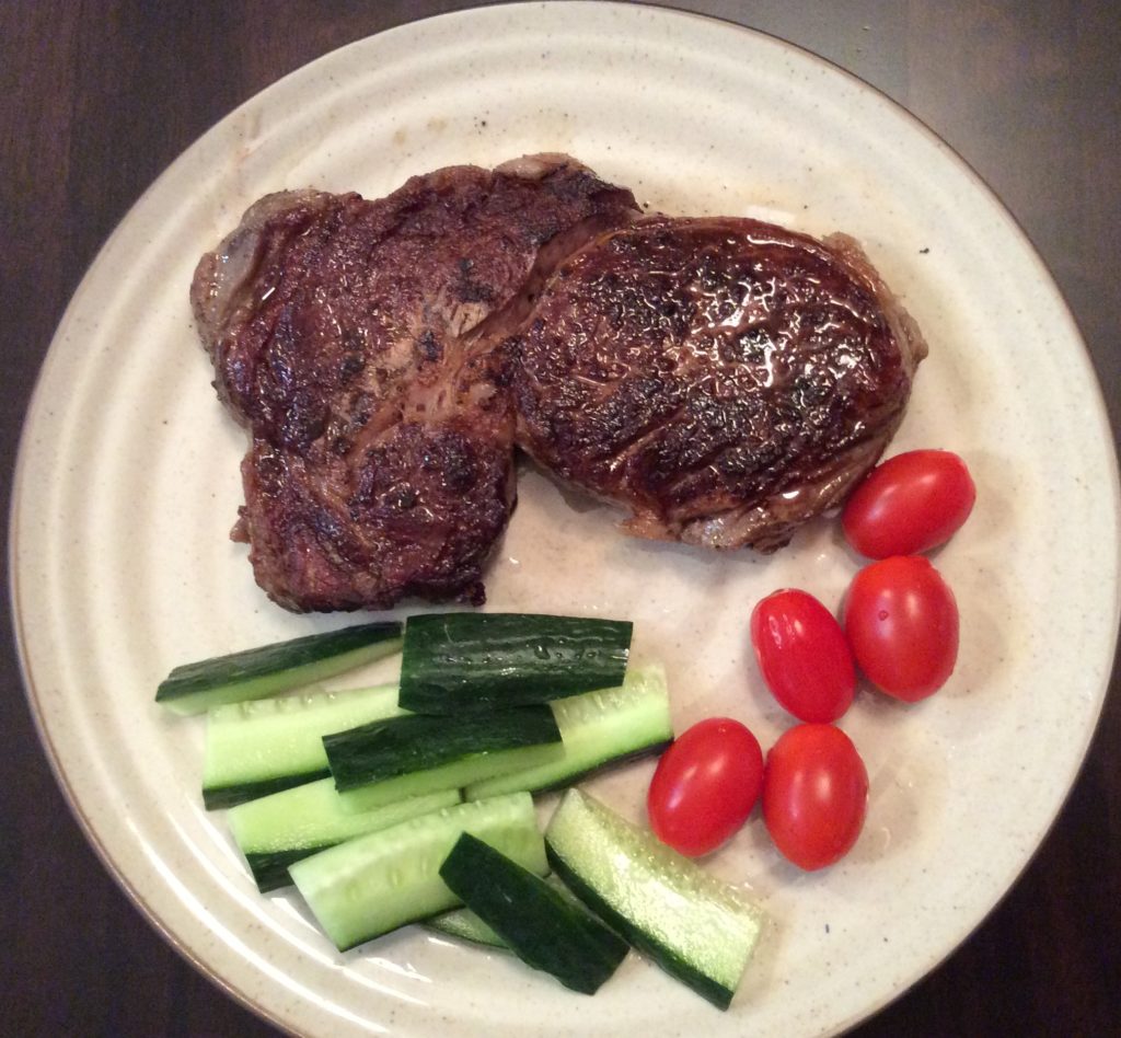 Ribeye Steak, Cucumber, Tomatoes