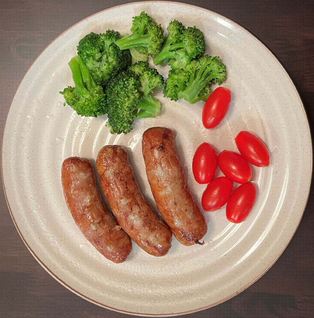 Sausages, Broccoli and Baby Tomatoes